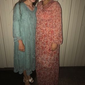 Aqua embroidered midi dress